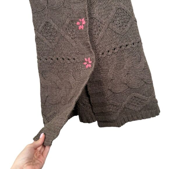 Anthropologie Sleeping on Snow Brown Chunky Tunic Snap Cardigan Sweater Sz S - Picture 5 of 8